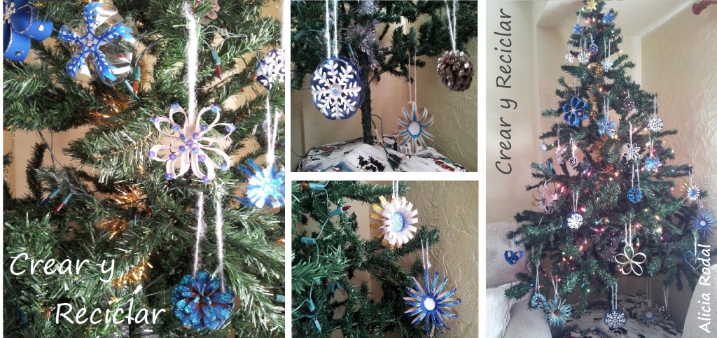 Varias ideas para decorar tu arbolito de Navidad con diferentes materiales reciclados