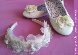 zapatos y diadema o cintillo comunión