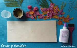 materiales cuadro de madera guacal y flores secas