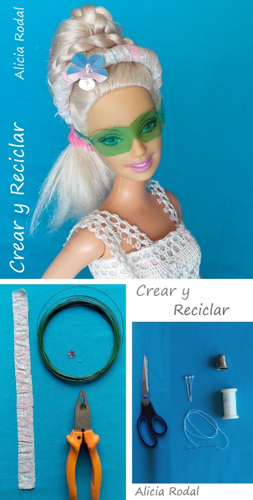 Diadema cintillo tocado muñeca reciclaje DIY
