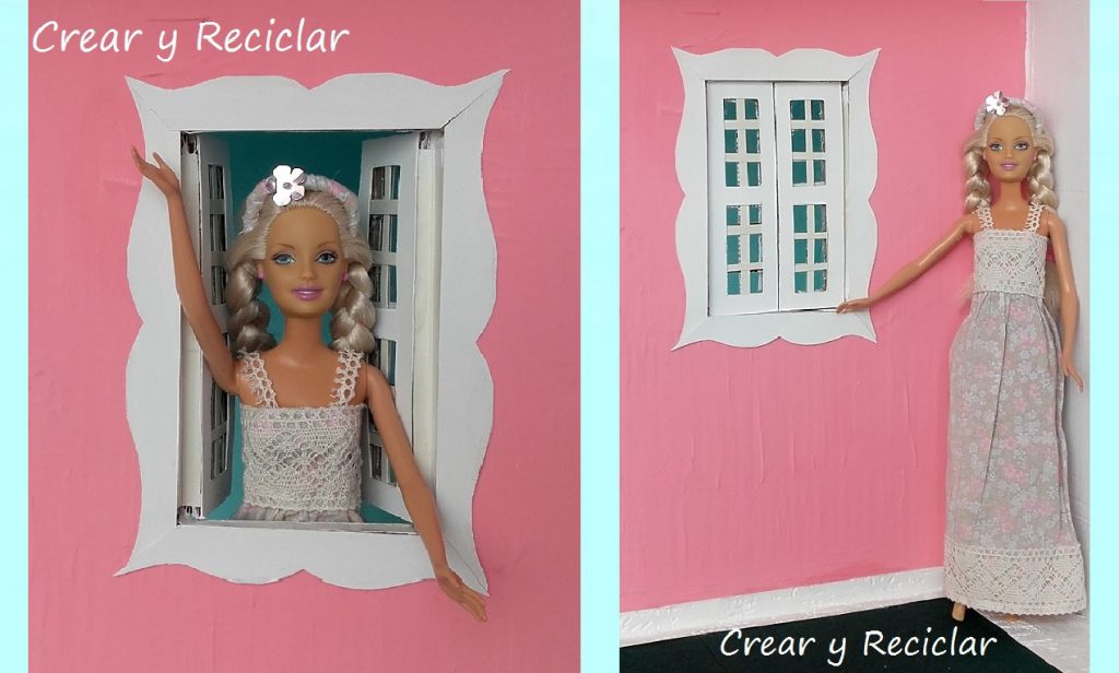 Cómo hacer una casa de muñecas con cajas de cartón y otros materiales reciclados. Ventanas
