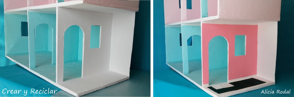 Cómo hacer una casa de muñecas con cajas de cartón y otros materiales reciclados. Techo y terraza