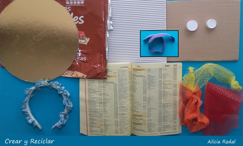 Materiales para Tocado sombrero para carnaval con reciclaje DIY