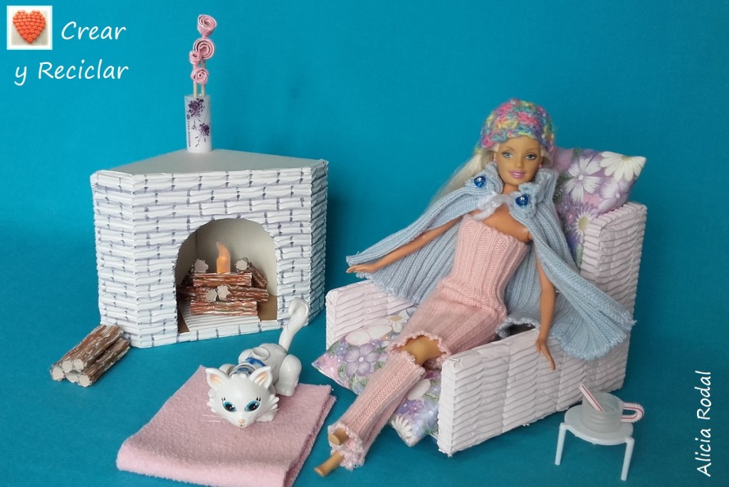 Chimenea o estufa a leña para muñecas con reciclaje DIY