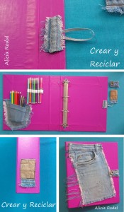 Cómo reutilizar una carpeta o cartapacio y decorarla al estilo universitario, con materiales reciclados. Fácil