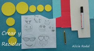 Organizador de escritorio con emojis personalizado DIY con reciclaje