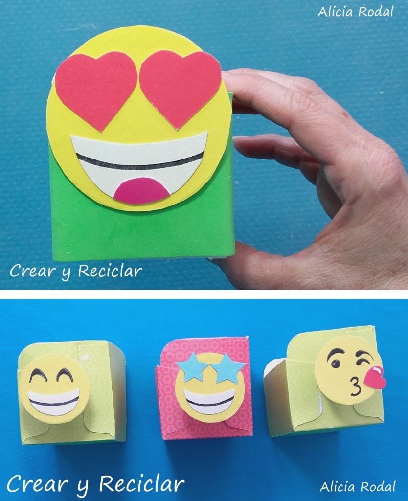Organizador de escritorio con emojis personalizado DIY con reciclaje