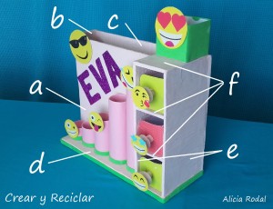 Organizador de escritorio con emojis personalizado DIY con reciclaje