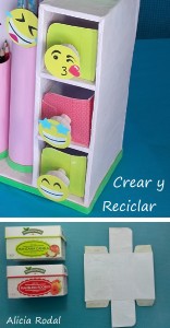 Organizador de escritorio con emojis personalizado DIY con reciclaje