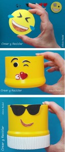 Organizador de escritorio portátil de emojis con imanes DIY con reciclaje