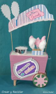 Cómo hacer miniaturas de algodón de azúcar (cotton candy) y el carrito de algodón de azúcar para la feria de muñecas DIY