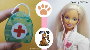 Ideas de miniaturas para Barbies, las muñecas y sus profesiones, Médica veterinaria, doctor de animales, fonendoscopio o estetoscopio y maletines.
