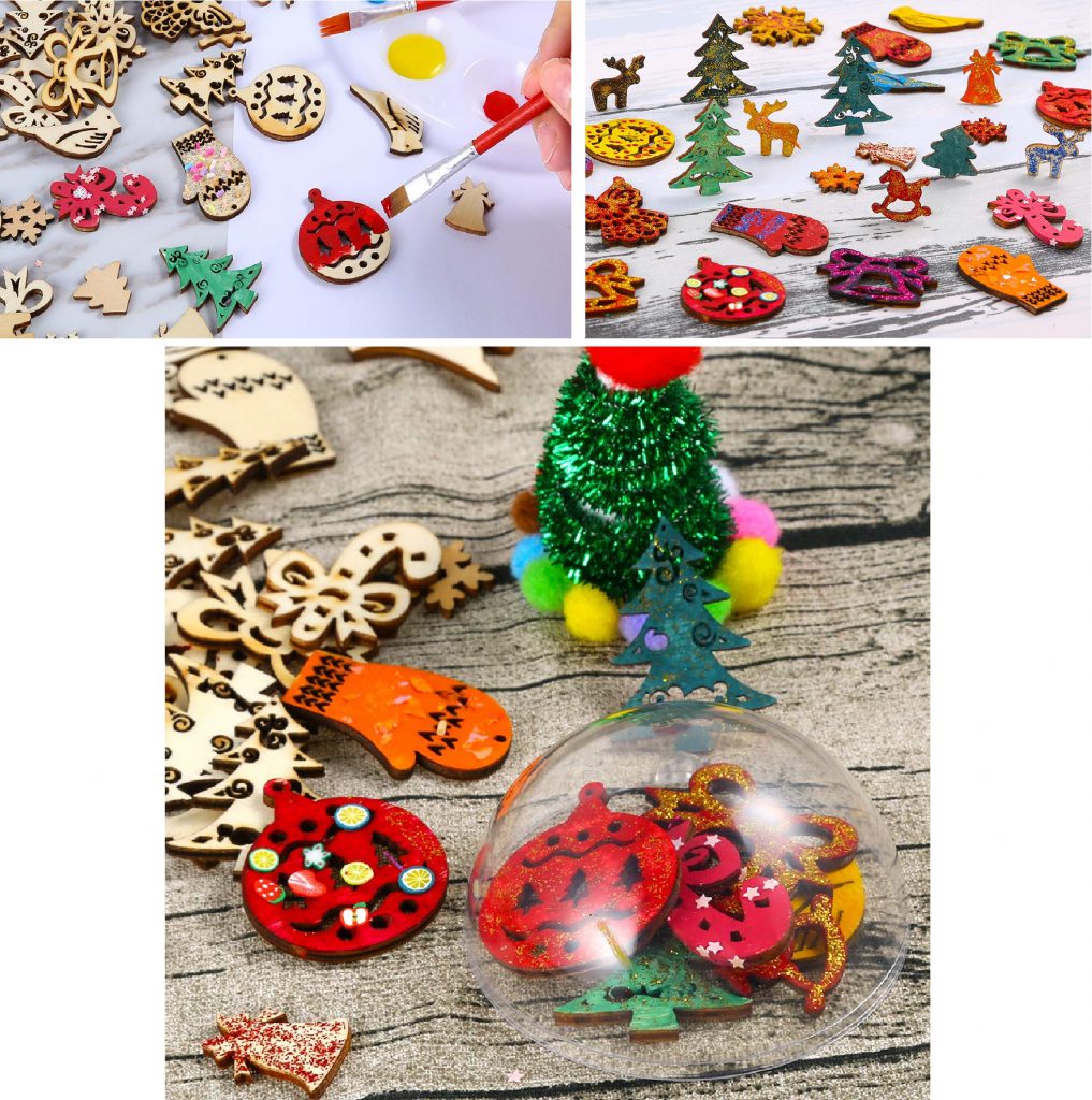 Lindos adornos de Navidad, de madera y hechos a mano, ideales para hacer manualidades, darle un toque único al regalo de esa persona especial o decorar el arbolito, la mesa o un rincón de tu hogar esta Navidad. Manualidades navideñas DIY