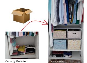 Como hacer muebles, organizadores, repisas y cajones de cartón, para tener tu ropa, materiales y demás objetos, bien organizados en el armario. 