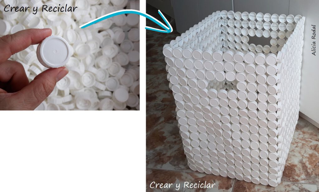 Como hacer una CESTA con tapas de plástico DIY. Reciclaje creativo. Ideas creativas
