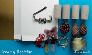 Cómo hacer una corona de Navidad con tubos de cartón del papel higiénico del baño, fácil, rápido y con materiales reciclados DIY