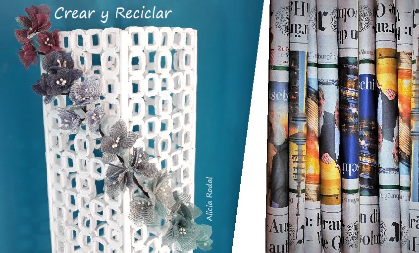 Ideas de almacenamiento para el baño con papel periódico y flores hechas con retazos de tela muy fáciles para decorar tu casa.