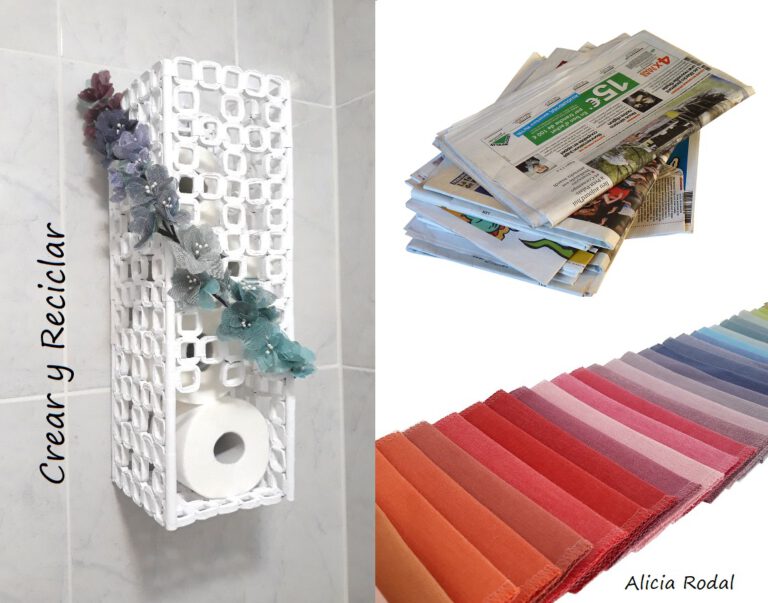 Organizador para el baño con papel periódico y retales de tela - Crear