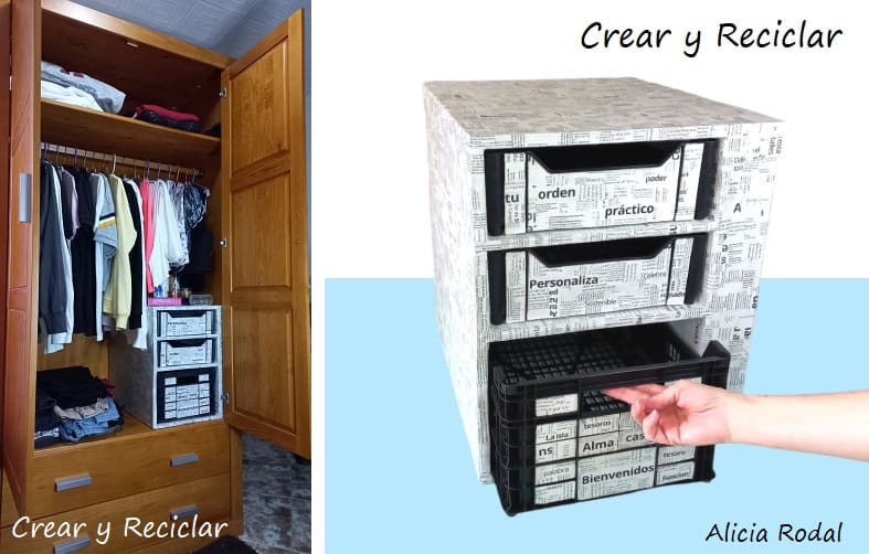 Como hacer un mueble cartón a medida para el armario: Cajonera 3 cajones Crear y Reciclar