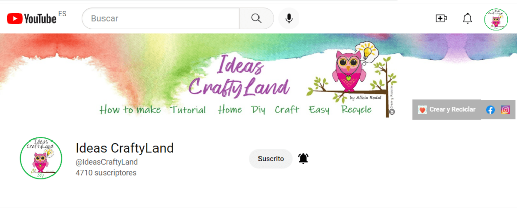 Mis Canales De YouTube Crear Y Reciclar E Ideas CraftyLand - Crear Y ...