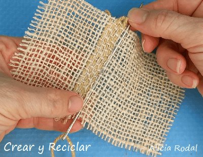 Puntos básicos en tela de saco o yute para coser a mano Nivel principiante  Parte 1 - Crear y Reciclar