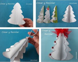 En este tutorial les voy a enseñar qué fácil y rápido es hacer adornos para decorar el arbolito, en forma de árbol, pino o abeto navideño. Además, es muy económico ya que tan sólo vamos a reutilizar materiales reciclados que solemos tener en casa, las cajas de leche o envases de zumos, llamados tetrabrik.